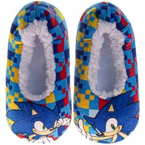 Josmo Slipper Socks for Boys - Plush Soft Cozy SlipOn Sock Slippers with Grip - Cars SpiderMan Paw Patrol TMNT Sonic Toy Story (Sizes: 5-10 Toddlers / 11-12 Little Kids)