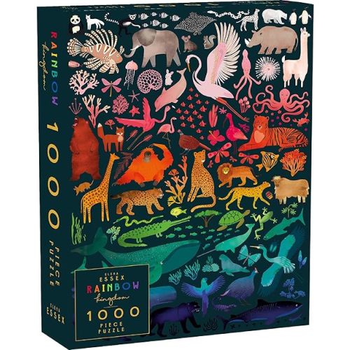 Elena Essex Puzzles for Adults - Rainbow Kingdom | 1000 Piece Puzzle | Jigsaw Puzzles 1000 Pieces | Pride Rainbow Animal Gradient Puzzle | Adult Puzzles Size 20 x 28 inches