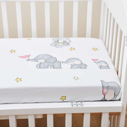 Windfall Natural Cotton Jersey Knit Fitted Portable/Mini Crib Sheet Soft Breathable Cotton Baby Bed Sheet Crib Cover with Elastic Band Home Decor Soft Breathable for Boys