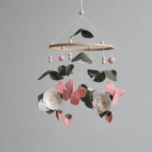 Floral Baby Mobile: Rose & Butterfly Nursery Decor