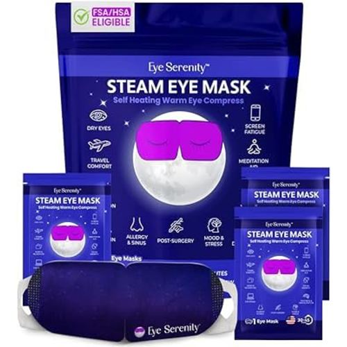 Steam Eye Mask Self-Heating Warm Compress for Dry Eye, Fast Relief for Stye, Puffy Sensitive Eyes - Moist Heat Mask for Sleep, 15 Pack