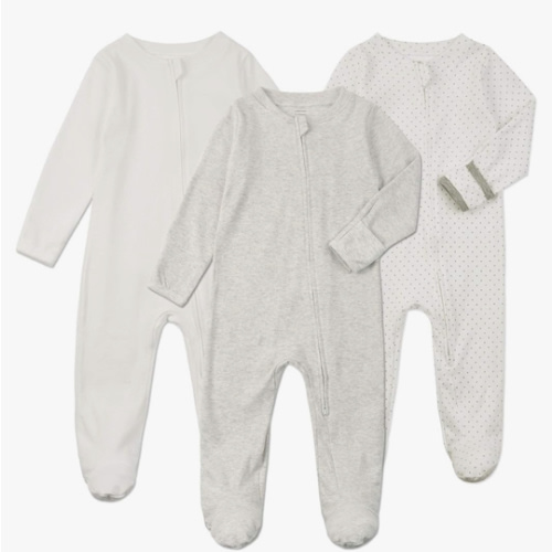 Aablexema Baby Footie Pajamas with Mittens - 3Pcs Infant Cotton Footed One Piece Sleepwear Outfits