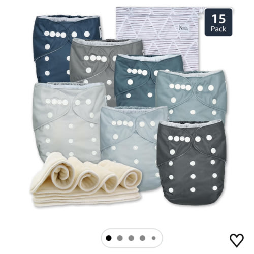 Nora's Nursery Cloth Diapers 7 Pack with 7 Inserts & 1 Wet Bag - Waterproof Cover, Washable, Reusable & One Size Adjustable Pocket Diapers for Newborns and Toddlers - Out to Sea