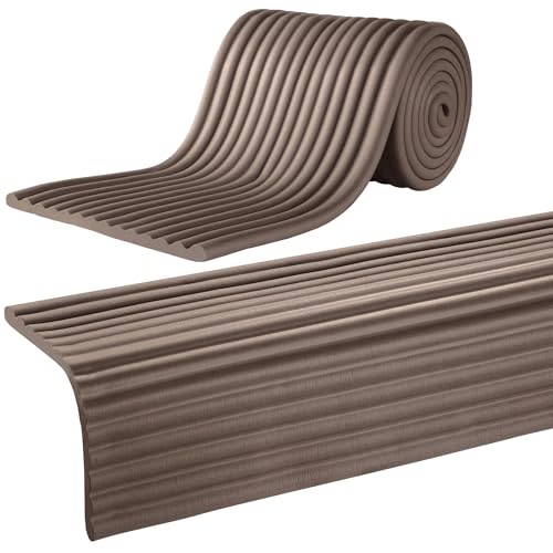 MABOZOO 8'' Extra Wide Seat Edge Cushion, 13.1 FT Length Foam Fireplace Cushion Soft Hearth Guard Bumper Pad Child Proof Padding Hearth Pad Edge Protector, Fireplace Baby Proofing for Baby (Walnut)