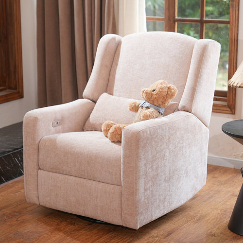 Latitude Run® Zisel 31.4"W Beige Swivel Glider Power Recliner Chair with USB, Modern Electric Recliner Armchair for Living Room & Nursery & Reviews | Wayfair