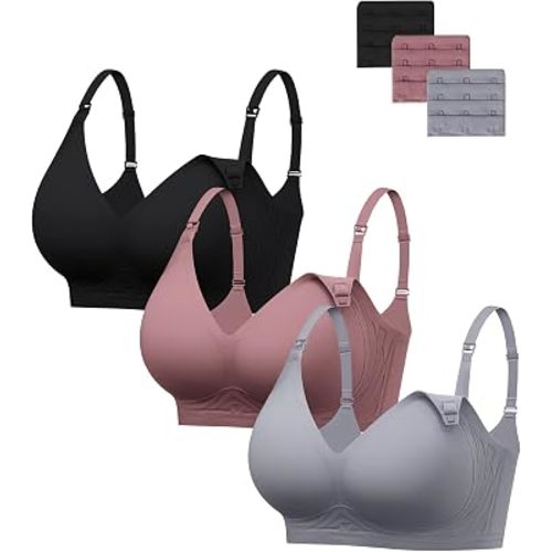 HBselect Nursing Bras for Breastfeeding 3 Pack Women Maternity Jelly Bras