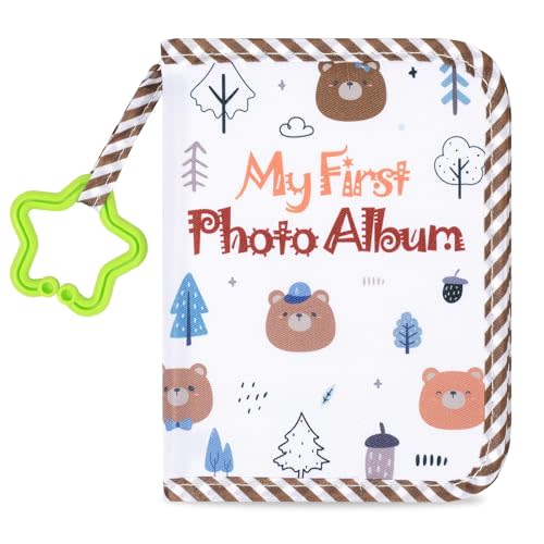 Baby's My First Family Album Soft Photo Cloth Book Forest Bear My First Book of Photos Bear Themed Baby Memory Album Gift Holds 4x6 Pictures for Babies Newborn Toddler & Kids Baby Shower