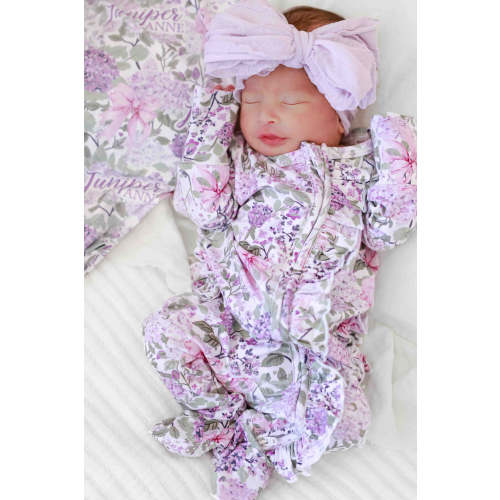Ruffle Zipper Footie | Lavender Lullaby