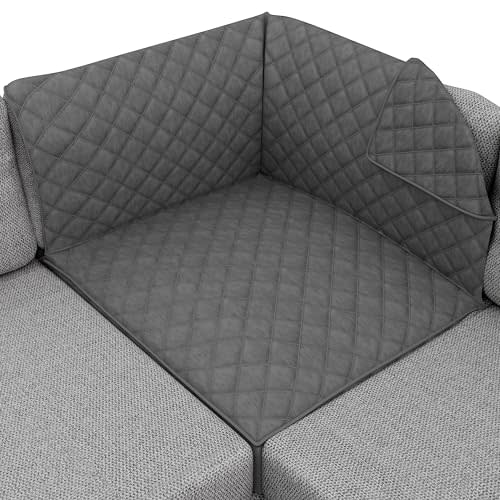 Sofa Shield Patented Sectional Couch Slip Cover, Cushion Protector, US Designed Reversible Stain and Dog Tear Resistant Slipcover, 30x30 inch Seat, Washable Covers for Dogs Pets, Charcoal