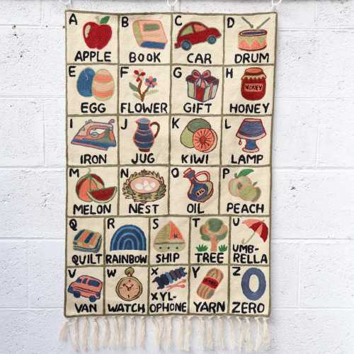 Handmade Alphabet Tapestry for Kids – Unique Boho  | A To Z Hand Woven Wall Hanging | Baby Shower Gift | Toddler Room Art