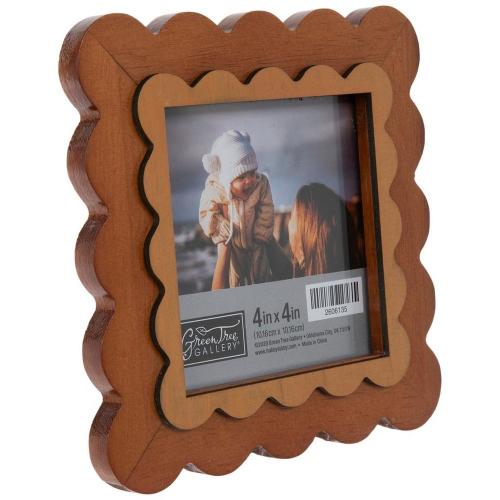 Layered & Scalloped Wood Picture Frame - 4" x 4"