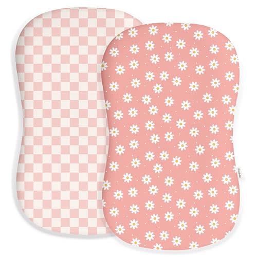 Baby Lounger Cover 2 Pack, Infant Lounger Cover, Rosy Days | 31.5'' x 21.6'', Soft, Breathable & Stretchy, Fits Most Baby Lounger Pillows, Envelope Closure, Covers Only, Rosy Days