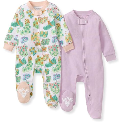 Burt's Bees Baby Girls' Organic Cotton Sleep and Play Footed Pajamas