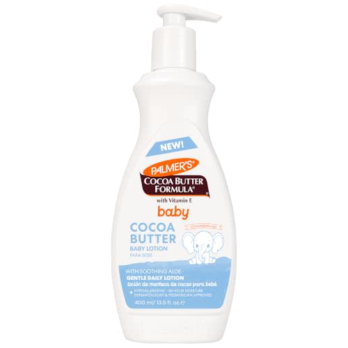 Palmer's Gentle Cocoa Butter Baby Lotion with Aloe & Vitamin E (13.5 Fl Oz) | Body lotion provides 48-hour moisture for delicate skin. Hypoallergenic formula, dermatologist-tested baby essential.
