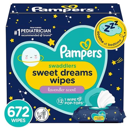 Pampers Swaddlers Sweet Dreams Baby Wipes, Soothing Lavender, 12 Flip-Top Packs, 56 Count (Pack of 12) ( Total 672 Wipes Total)