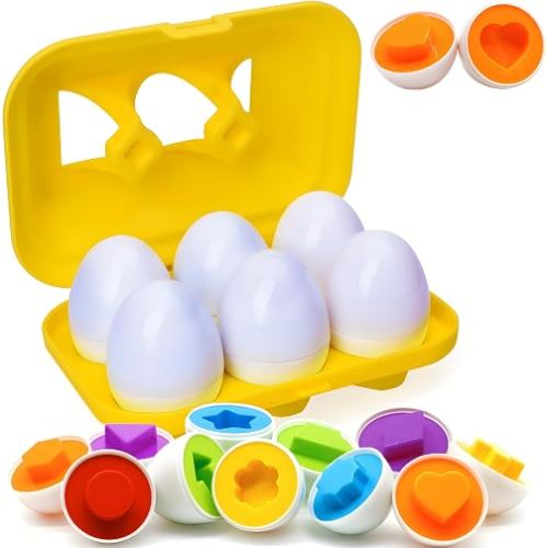 WEEJOYGAM Matching Egg Toys for Toddlers, Toddler Montessori Toys for 2 3 Year Old Girl Boy Birthday Gift, Learning Color Sorting Shape Sorter Puzzle Game Preschool Educational Fine Motor Skills
