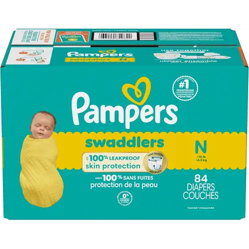 Pampers Swaddlers Diapers, Size 0, Absorbent, Keeps Baby Dry and Comfortable, Skin Safe Disposable Baby Diaper, 1 Pack (Count of 84)