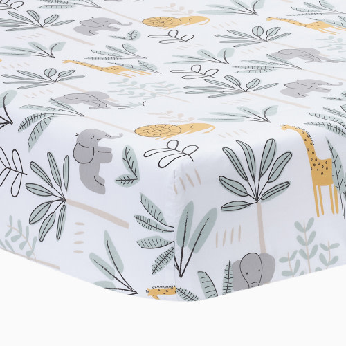 Lambs & Ivy Cotton Fitted Crib Sheet - Jungle Adventure