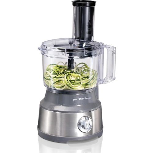 Hamilton Beach Food Processor & Vegetable Chopper for Slicing, Shredding, Mincing, and Puree, 10 Cups + Easy Clean Bowl Scraper, Black and Stainless Steel (70730)