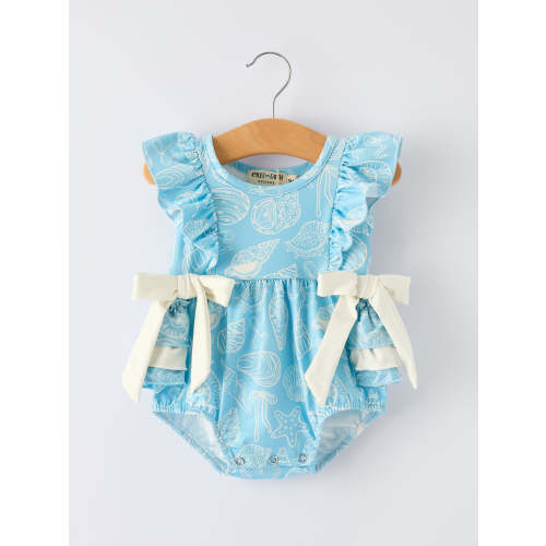 Spring Ocean Girls Romper Bow Ruffle – Rylee Faith Designs