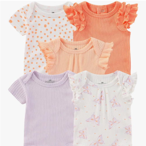 Baby Bodysuits Ribbed Mix Summer Newborn Boy Girl Clothes 5-pack