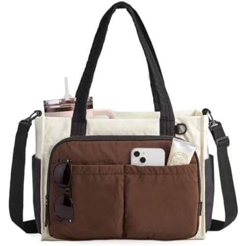 BAGSMART Tote Bag for Women Work, Puffy Travel Tote Handbag Gift for Teacher & Nurse