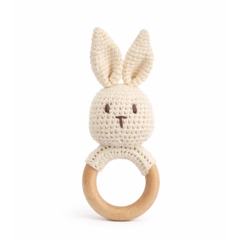 JBØRN Crochet Bunny Baby Rattle Toy