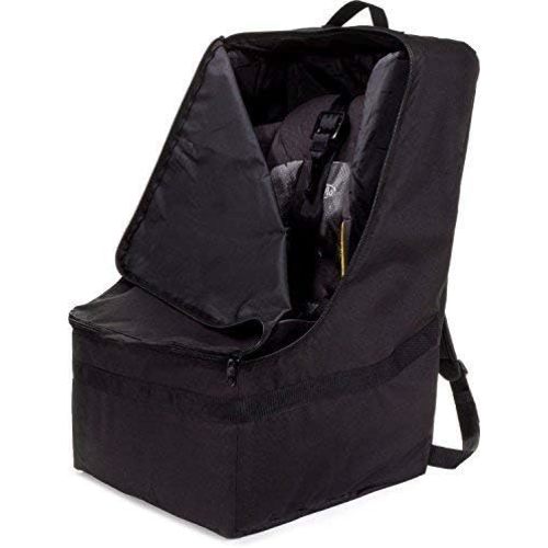 Car Seat Travel Bag - Adjustable Padded Backpack for Car Seats (Black)