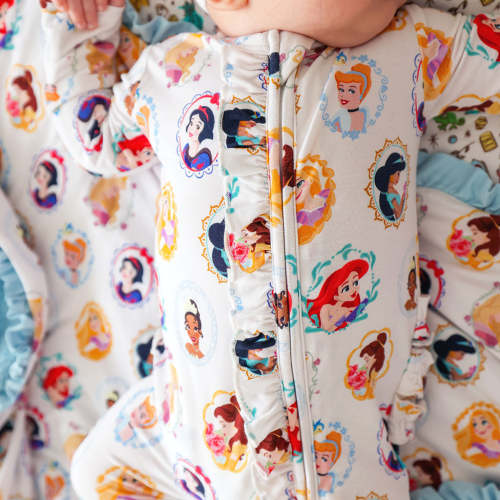 Disney Princess Portraits Footie Ruffled Zippered One Piece
