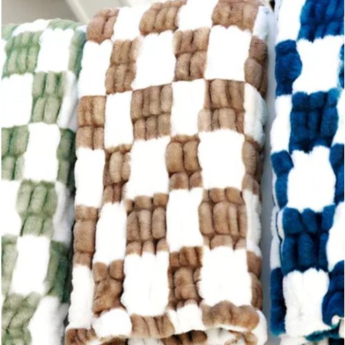 Hugs Check Hunter Brown Plush Blanket | Minky Couture