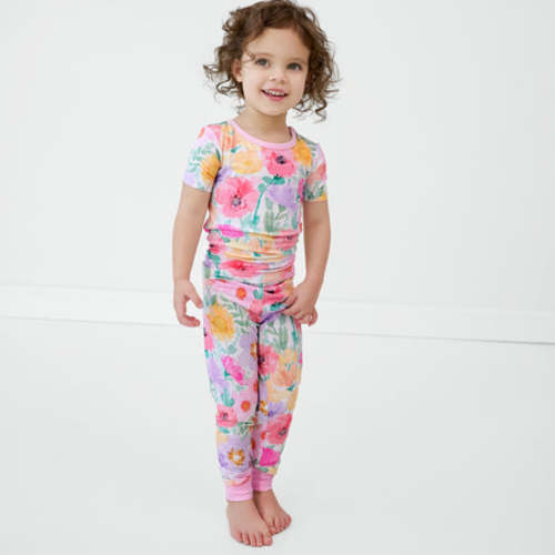 Watercolor Meadow Two-Piece Short Sleeve Pajama Set