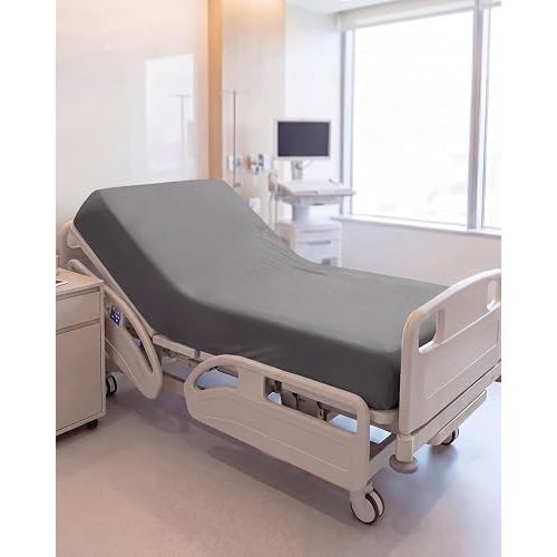 Fitted Hospital Bed Sheet - Hospital Bed Sheets for Home Use - Ultra-Soft Brushed Microfiber Bedding w/ 16 Inch Deep Pockets - Extra Long 36 x 84 Fit - Breathable, Cooling and Wrinkle Free - Dark Grey