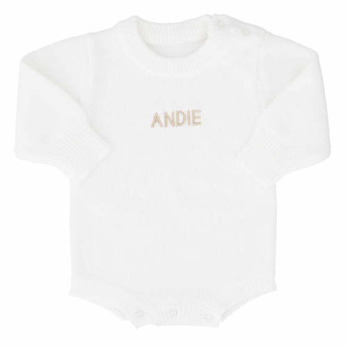 Personalized Knit Sweater Bubble Romper | Snow