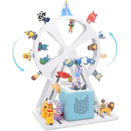 for Tonies Box Organizer Storage Shelf 360° Ferris Wheel, Magnetic Floating Shelves for Generation 1 & 2 Player Tonies Figures Characters, Display Collection 50~70 Characters