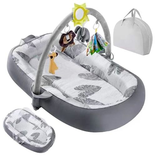 Portable Baby Nest for Travel,Breathable&Comfortable 100% Cotton Infant Support Cushion, Baby Nest 0-24 Months Machine-Washable Newborn Support Cushion Newborn Essentials