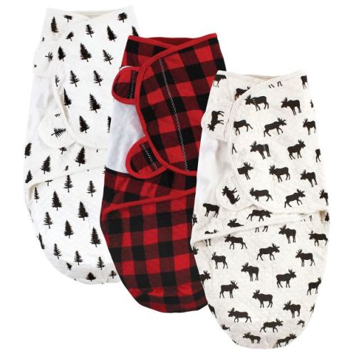 Hudson Baby Infant Boys Quilted Cotton Swaddle Wrap 3pk, Moose, 0-3 Months