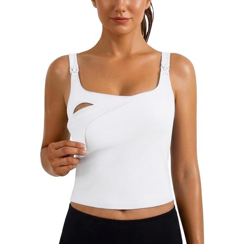 Ecavus Women's Nursing Bras for Breastfeeding Tank Tops with Built in Bra