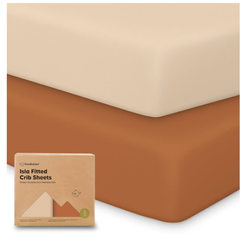 KeaBabies 2-Pack Baby Crib Sheets for Boys, Girls - 52x28 Viscose Derived from Bamboo Toddler Bed Sheets Neutral, Fitted Crib Mattress Cover for Standard Baby Bedding, Soft & Cozy (Rust)