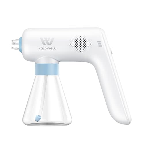 Mini Disinfection Fogger, Plastic Nozzle, Better Grip Comfort, 6.1oz Cordless Electric Sanitizer Atomizer, Blue Light Nano Spray Gun for Place Cleaning/High-Touch Item Contactless Sanitization
