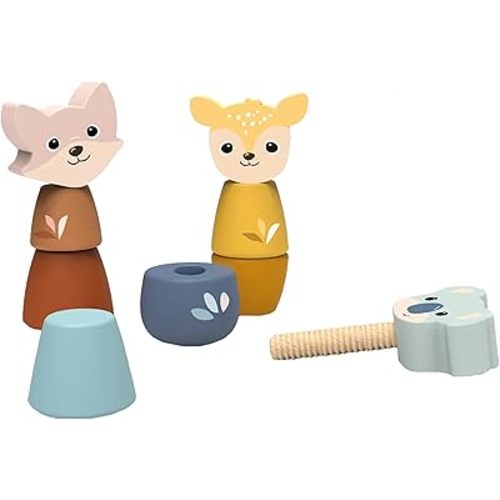 SPEEDY MONKEY Wooden Screw Toys for Toddlers 24m+ | Animal Nuts & Bolts Set for Kids | Fine Motor Skills, Hand-Eye Coordination, Twisting & Stacking Activity Toy | FSC Wood Preschool Learning Play