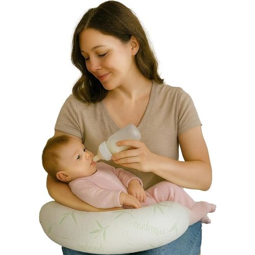 Sacred Thread Nursing Pillow for Breastfeeding - Premium Memory Foam with Removable Rayon Made from Bamboo Cover - Nursing and Posture Support for Mom - Washable Feeding Pillow