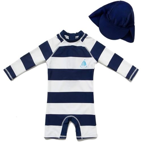 upandfast Baby/Toddler Swimsuit UPF 50+ Sun Protection One Piece Zipper Bathing Suit with Sun Hat Infant Beach Swimwear