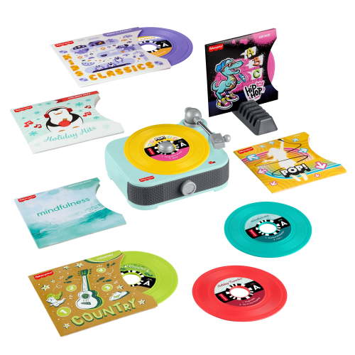 Fisher-Price Deluxe Rockin Record Player Musical Toy Turntable with 6 Records for Kids Ages 3+