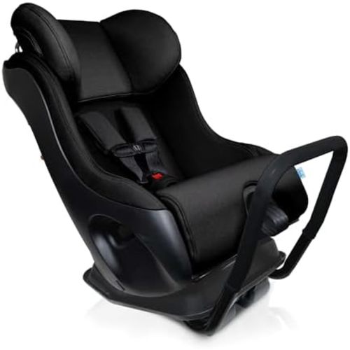 Clek Fllo Convertible Car Seat - Compact Design for 3-Across Seating, Extended Rear-Facing with Anti-Rebound Bar and Flame Retardant-Free (Railroad Ziip)