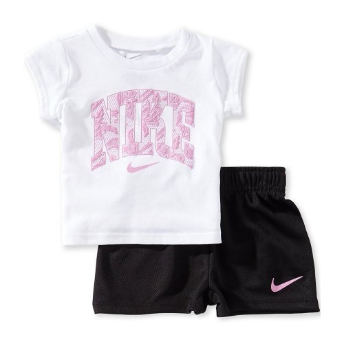 Nike Baby Girls Short Sleeve Lace It Up T-Shirt & Mesh Shorts 2-Piece Set