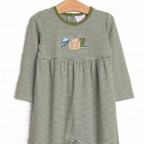 Fly Fishing Fun Applique Romper, Green Stripe – Stitchy Fish