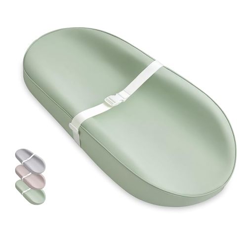 Blissful Diary Vegan Leather Baby Changing Pad with Waterproof & Wipe-Clean PU Cover, Avocado Size Cozy Diaper Changing Pad for Dresser and Table, Light Green