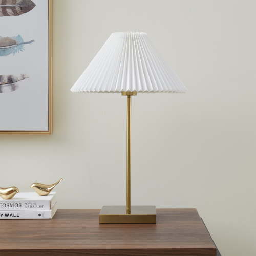 Better Homes & Gardens 21" Gold Brass Pleated Shade Table Lamp