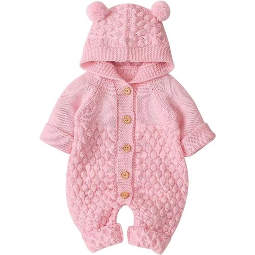 Newborn Baby Knitted Sweater Romper Jumpsuit Girls Boys Baby Clothes Unisex Long Sleeve Bodysuit Snowsuit