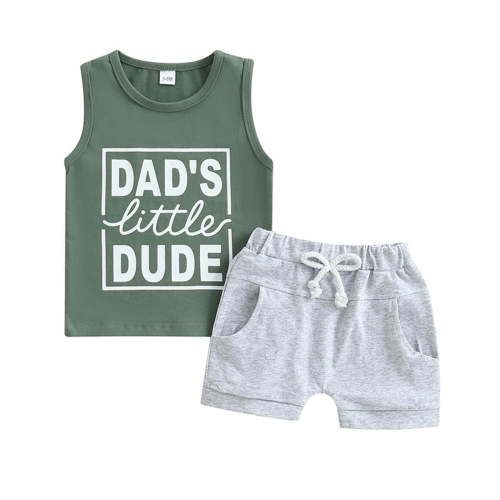 Summer Savings Clearance 2025! THDHVS Baby Boy Outfits,Newborn Boy Outfits,Boy Clothes Toddler Baby Boys Summer Outfits Sleeveless T-Shirt Shorts Set Green 3-6 Months
